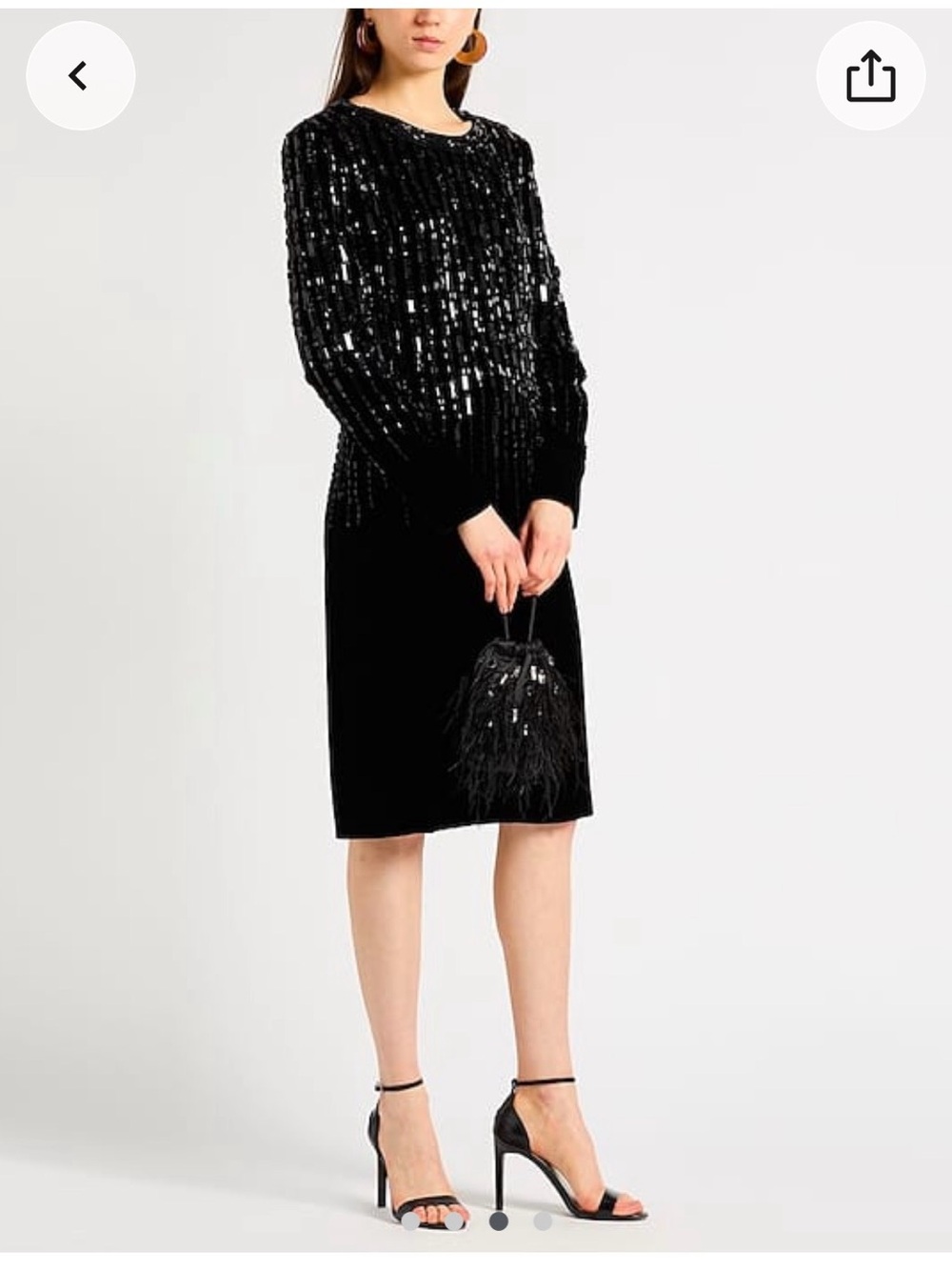 Alberta Ferretti Beaded Velvet Midi Dress Black NWT